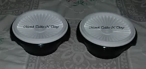 TUPPERWARE 300ML ROUND BLACK & WHITE SERVALIER BOWL SET OF 2 - Picture 1 of 1