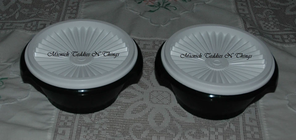 TUPPERWARE 300ML ROUND BLACK & WHITE SERVALIER BOWL SET OF 2 - Image 1 of 1
