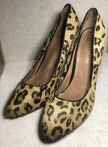 Aldo Stessy Ponyhair Leopard Print Beige Brown High Pointed Court Shoes Size 8.5 - Picture 1 of 8