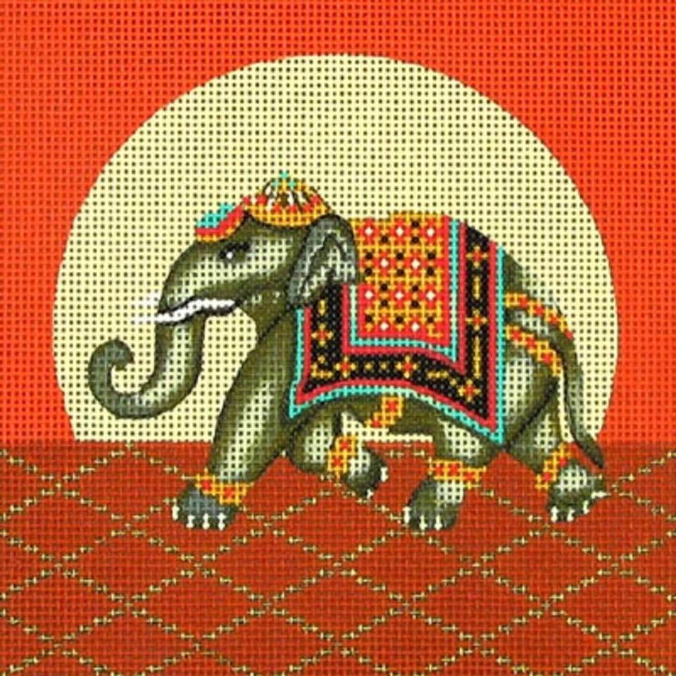 Needlepoint Handpainted Amanda Lawford Elephant 5x5 - Image 1 of 1