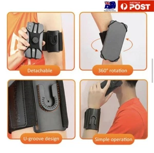 Armband Holder For Phone 4-6.5" Iphone Samsung Sport Gym Running Black - Picture 1 of 11