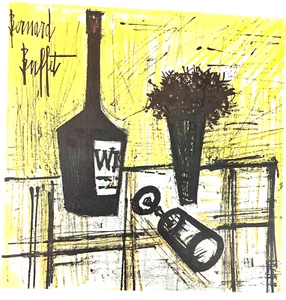 Bernard Buffet Lithograph 11 5/8” by 11 5/8" Whisky Vignette - Picture 1 of 2