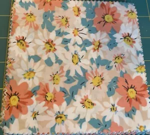 20 - 5” X 5” Moda Fabric Squares ( Teal, Coral & White Floral) - Picture 1 of 2