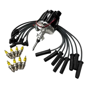 HEI Distributor + Wire Set + Spark Plugs For Dodge Ram Chrysler 318 340 360 Cu - Picture 1 of 13