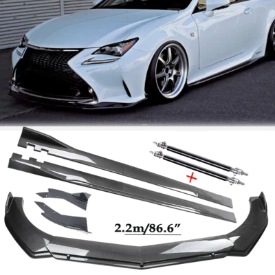 Carbon Fiber Front Bumper Lip Spoiler & Side Skirt For Lexus Rc-f Rc200 Rc300 - Image 1 of 4