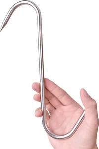 Heavy Duty S-Hooks 10" Stainless Steel Meat Hooks for Butchering,4 Pack (10Inch - Picture 1 of 12