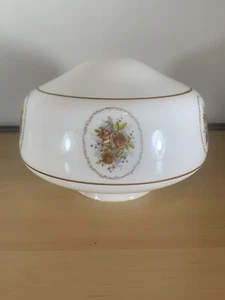 Vintage Glass Milk White W/Red Rose, Globe Ceiling Light Cover 1940's - Picture 1 of 8