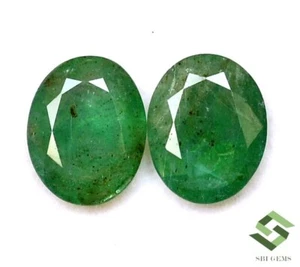 10x8 mm Certified Natural Emerald Oval Cut Pair 4.12 CTS Untreated Loose Gems - Picture 1 of 6