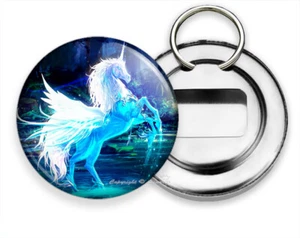 CAPRICHOSA FANTASÍA BLANCO UNICORNIO CABALLO HD ABRIDOR DE BOTELLAS CERVEZA LLAVERO REGALO - Imagen 1 de 1