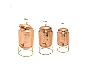 Premium Quality Matka/Vessel of Copper Water Pot Dispenser Jar Vessel Gift Set - Picture 1 of 9