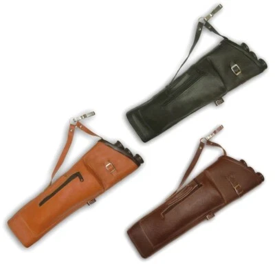 LEATHER LONGBOW/ RECURVE BOW 3 TUBES ARROW BAG SIDE/HIP/WAIST BELT QUIVER - Image 1 of 2