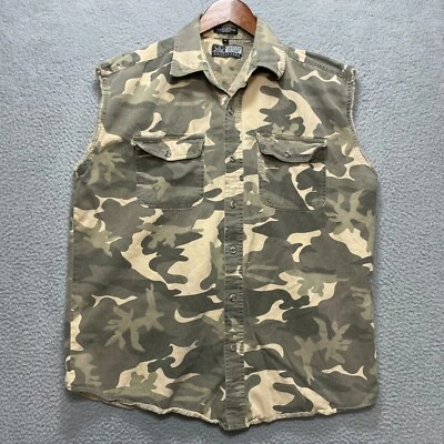CANYON GUIDE OUTFITTERS Camo Sleeveless Hunting Shirt Mens L Button Up Cutoff - Image 1 of 4