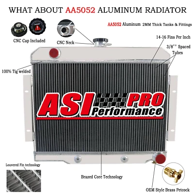 4 Row Aluminum Radiator Fit 1972-1985,1977 Jeep CJ5 CJ6 CJ7 Chevy V8 Conversion Foto 1 de 4