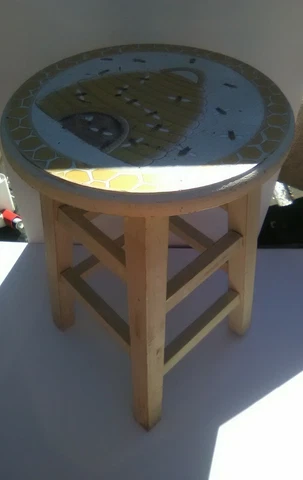 Cute Bee Wood Stool Cover