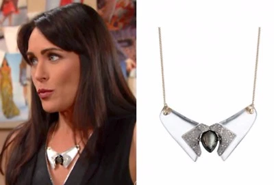 Collar Babero Alexis Bittar Placa Oro 10K Transparente Lucita y Labradorita $300 Foto 1 de 4