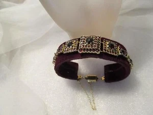 Pulsera de eslabones de granate bohemio talla rosa victoriana vintage - Imagen 1 de 1