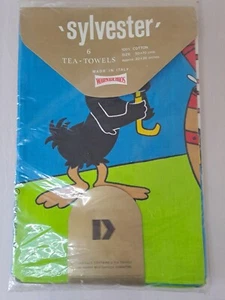 Vintage Warner Bros Tea Towels Daffy Duck , Sylvester and others set of six - Picture 1 of 7