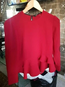 Zara Damen PUPLUM Langarm Bluse Schwester Small  - Bild 1 von 4