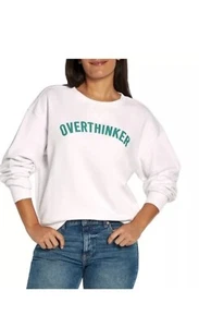 Wildfox White Green Overthinker Letters Long Sleeved New With Tags Sweatshirt S - Picture 1 of 3