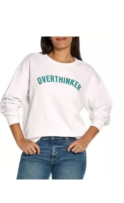 Wildfox белый зеленый Overthinker письма с длинными рукавами новый с ярлыками толстовка S - Изображение 1 из 3