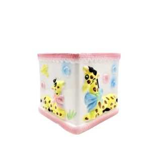 Vintage Ceramic Planter Tissue Square Block Shape Baby Giraffe - Picture 1 of 4
