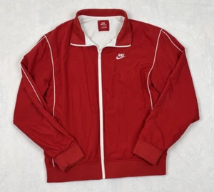 Nike Sportswear Trainings-Aufwärmjacke mit durchgehendem Reißverschluss rot große weiße Streifen - Bild 1 von 10