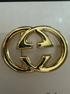 Gucci GG belt buckle Interlocking Gold Woman Authentic Used Unisex N#52808/75 - Picture 1 of 2