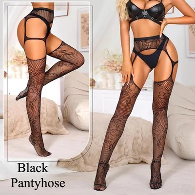 Pantimedias liguero sintético sin entrepierna florales emocionantes en 4 opciones de color Foto 1 de 4