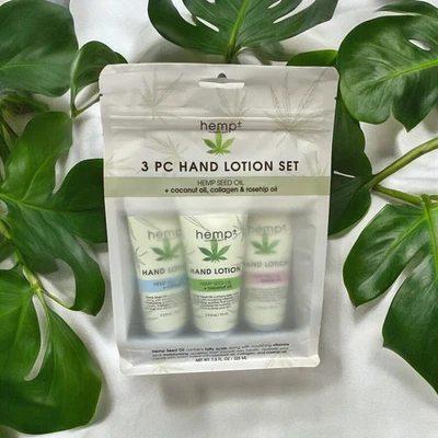 3 pc Hemp Seed Oil & Rosehip, Collagen, Coconut oil Hand Lotions Moisturizer NEW - Image 1 of 3