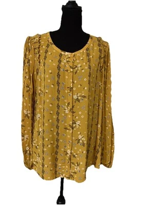 Top campesino boho estampado floral mostaza Sonoma para mujer talla pequeña S nuevo con etiquetas Foto 1 de 4