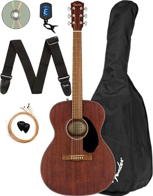 Fender CC-60S Solid Top Concert Acoustic Guitar - All Mahogany w/ Gig Bag - Image 1 of 4