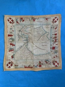 RAR antiker Schal MARINEKARTE der mediterranen Handelsrouten Italien 1910er - Bild 1 von 9