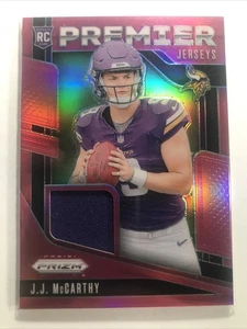 J.J. McCarthy 2024 Panini Prizm #PJ-JJM PREMIER JERSEYS VIKINGS RC RELIC ROOKIE - Picture 1 of 2
