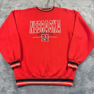 Sudadera De Colección Nebraska Huskers Para Hombres Grande Rojo Logo 7 Fútbol NCAA Retro Foto 1 de 4