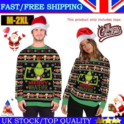 Men Women The Grinch Christmas Party Jumper Xmas Ugly Sweatshirt Costume🎅 - Image 1 of 4