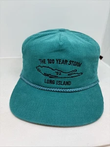 Vintage 1992 Long Island NY 100 Jahre Storm Cord Reißverschluss hinten türkis Mütze Kappe - Bild 1 von 13