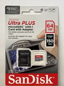 SanDisk Ultra PLUS 64GB microSD Memory Card - Picture 1 of 2
