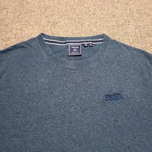 Superdry Shirt Mens Extra Large Heather Blue Classic Crewneck Organic Cotton SS - Picture 1 of 14