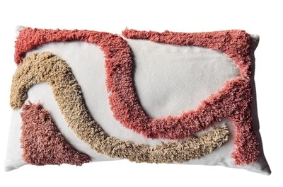 Jill Zarin Home Rust White Abstract Shag Decorative Pillow 20" x 12" - Image 1 of 4