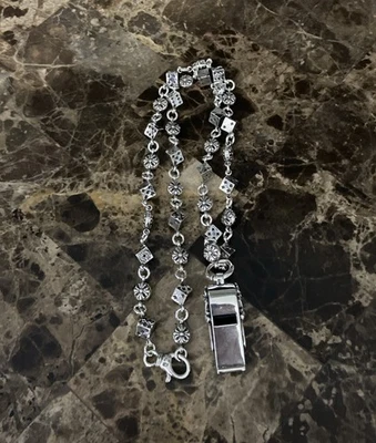 Хром сердца большой свисток кинжал подвеска и 22' кости крест мячи цепочка ожерелье - Изображение 1 из 4