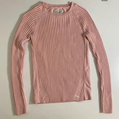 Abercrombie & Fitch Women's Pink Ribbed Long Sleeve Sweater Top Size M Crew Neck - Image 1 of 4