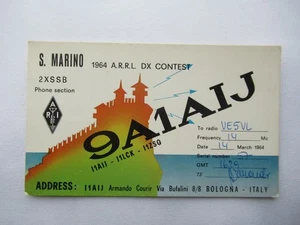QSL QSO CB Radio Post Card 9A1AIJ S. Marino Bologna Italy Vintage 1964 - Picture 1 of 2