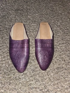 Babouche marokkanische lila Leder Pantolette Hausschuhe Vrai Cuir/Damen Gr. 37 US 6-7 - Bild 1 von 11