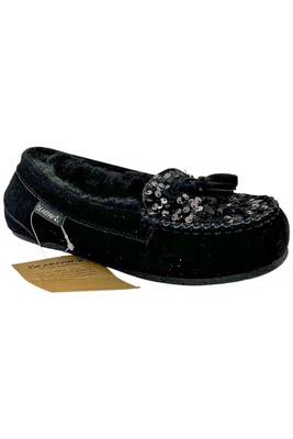 BEARPAW Women's Belinda Suede Moccasin with Rain Repellent Black - Image 1 of 3
