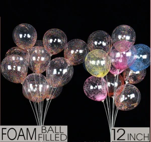 100pc 12" Foil Latex Clear Foam Ball Filled Balloon Baby Shower Wedding Birthday - Picture 1 of 9
