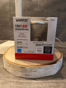 Satco S9412 13w PAR30/SN/NFL Indoor Outdoor 50w Bright White Dimmable - Picture 1 of 4