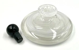 Botella de Perfume Vidrio Diseño Remolinos Blancos con Tapón de Bola de Vidrio Negro - Imagen 1 de 5
