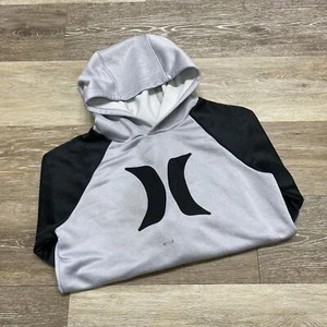 HURLEY Graphic Logo Pullover Black/Gray Hooded Sweatshirt Hoodie Boy's Size M - Picture 1 of 9