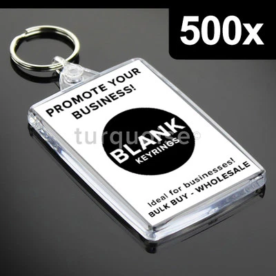 500x Premium Quality Clear Acrylic Blank Keyrings Key Fobs 70 x 45 mm | Large - Image 1 of 4