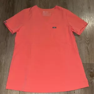 Figs Technical Collection Scrub Top Womens Size Small Pink Melon One Pocket NWOT - Picture 1 of 6